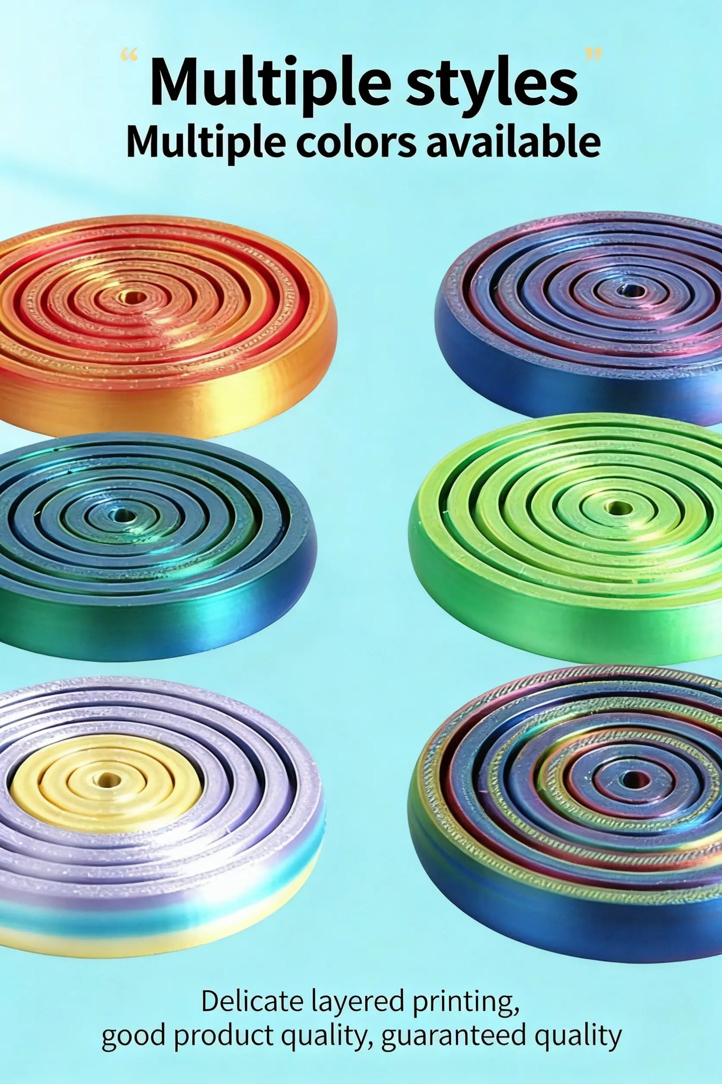 3D Printed 7-Ring Fidget Spinner Universal Gyro Gravity Rotating Anxiety Relief Office Decompression Sensory Toy for Party Gifts