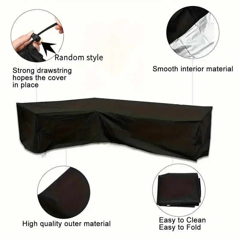 V-shaped Outdoor Furniture Cover Anti-UV Windproof Sofa Protective Cover Polyester Waterproof Outdoor Sofa Cover