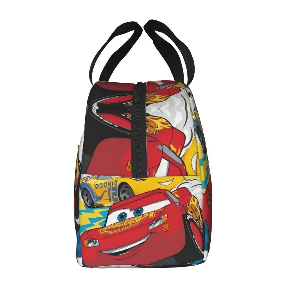 Custom Car 95 Lightning Mcqueen Insulated Lunch Bag for Women Resuable Racing Car Thermal Cooler Bento Box Office Picnic Travel