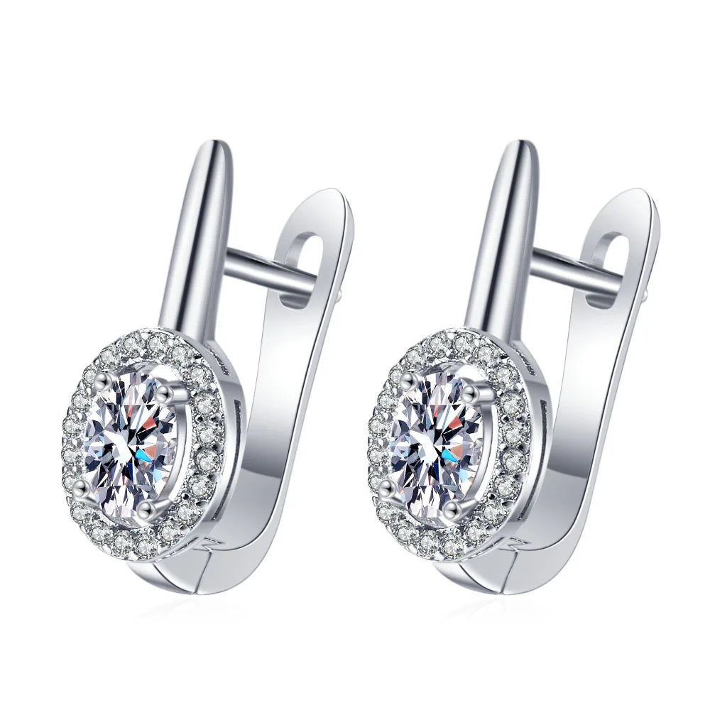 925 Sterling Silver Earrings Jewelry High Quality Retro Simple Pattern Purple White Zircon Earrings Hot Sale