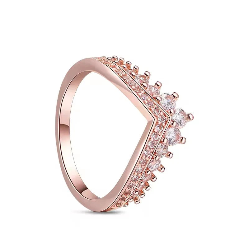 18K Rose Gold Plated 925 Originales Silver SilverLock To Love Heart Stone Wedding Luxury Ring Set For Woman Jewelry Party Gift