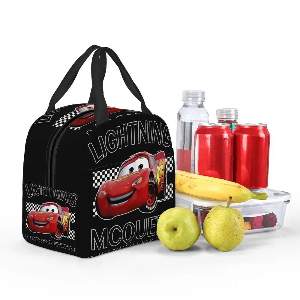 Custom Car 95 Lightning Mcqueen Insulated Lunch Bag for Women Resuable Racing Car Thermal Cooler Bento Box Office Picnic Travel