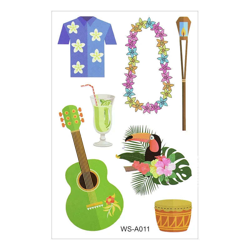Hawaiian Party Aloha Temporary Tattoo Sticker Waterproof