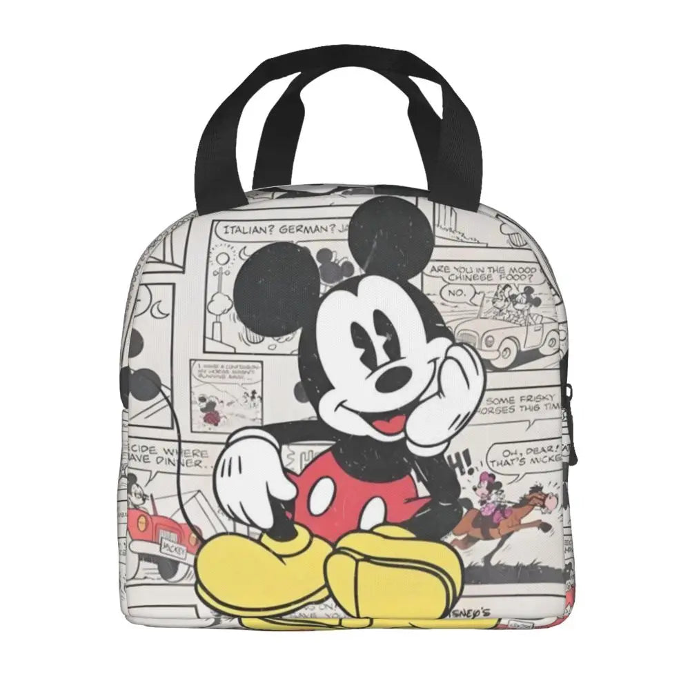 Custom Mickey Pink Minnie Mouse Lunch Bag Women Creative Design Cooler Warm Insulated Lunch Box for Kids School