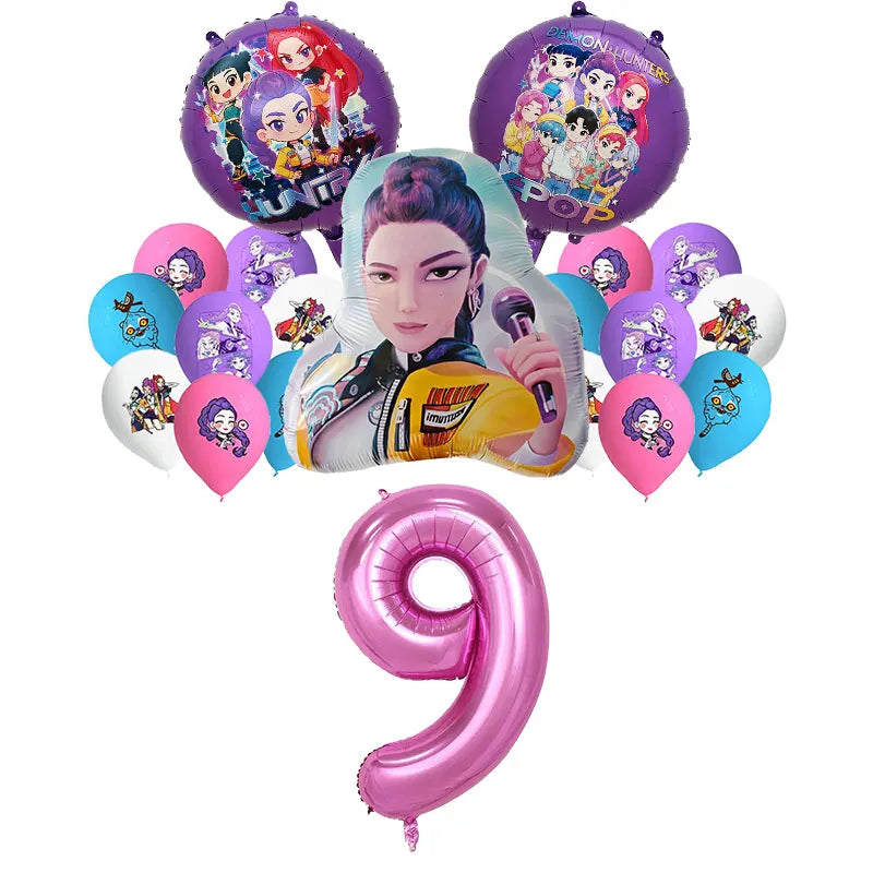 New Anime Kpop Demon Hunters Birthday Party Decorations Set Kpop Theme Cup Plate Gift Bags Balloons Banner Supplies Girls Favors