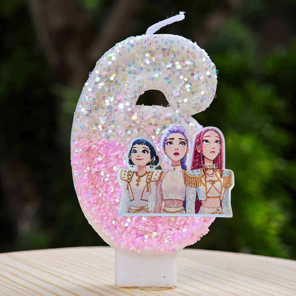 Kpop Demon Hunters Candle Number 0-9 Soccer Candle Cake Decoration Birthday Party for Kids Baby Shower Decor Gift