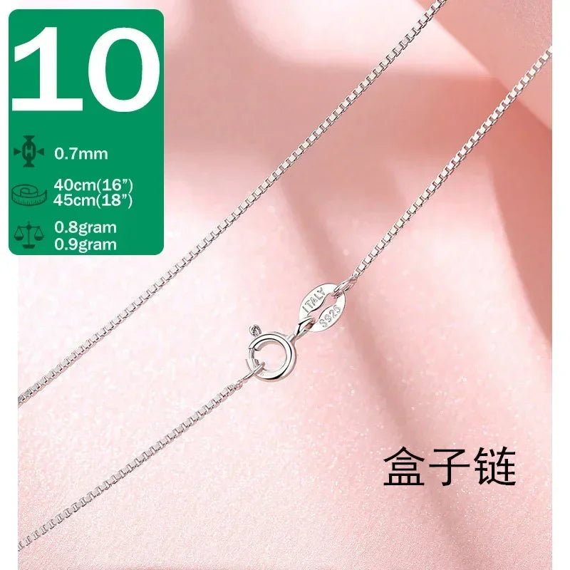 TrustDavis Real 925 Sterling Silver Necklace Water-wave Snake Beads Box Chain 40/45cm Necklace For Woman Necklace Jewelry DC25
