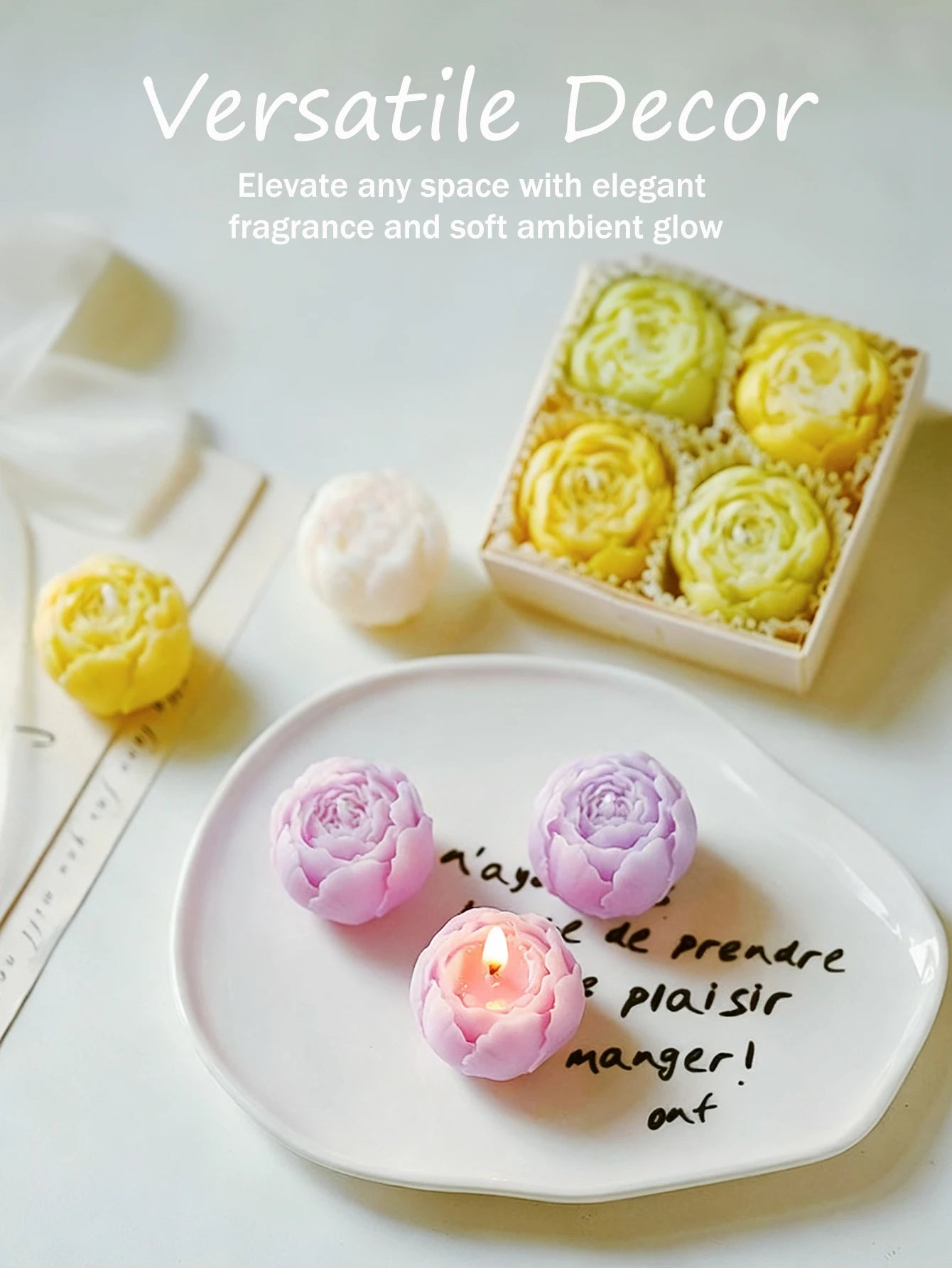 4-Pack Rose Scented Candle Gift Set ,Handmade, Elegant Room Decor, Gifts for women(Birthday/Valentine's Day/Wedding/Anniversary)