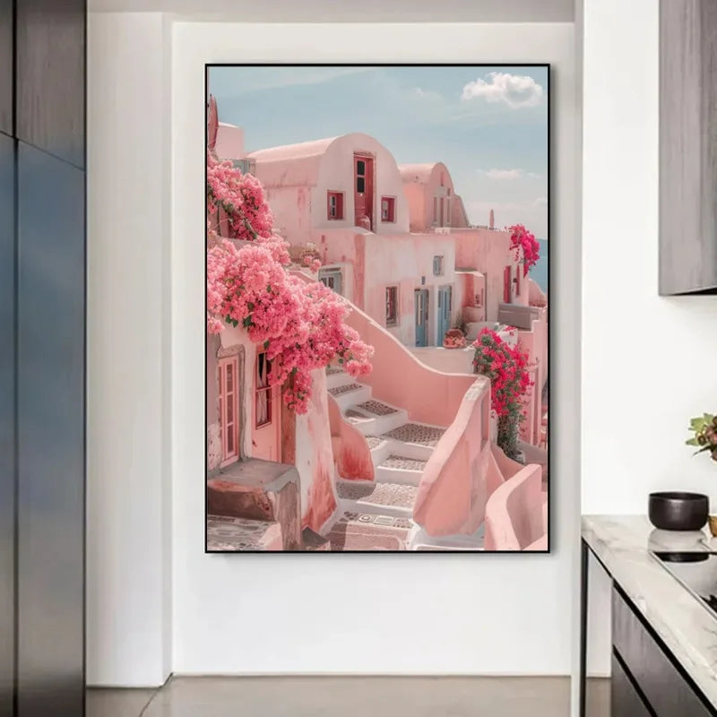 Modern Greece Summer Coast Santorini Travel Landscape Posters and Prints Canvas Printing Wall Art Picture for Living Room Decor