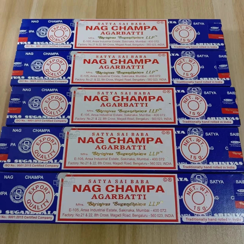 5BOX NAG Champa Incienso Satya Incense Collection Satya Handmade Sticks with Flavors Refreshing Medicinal Aromas Home Fragrances