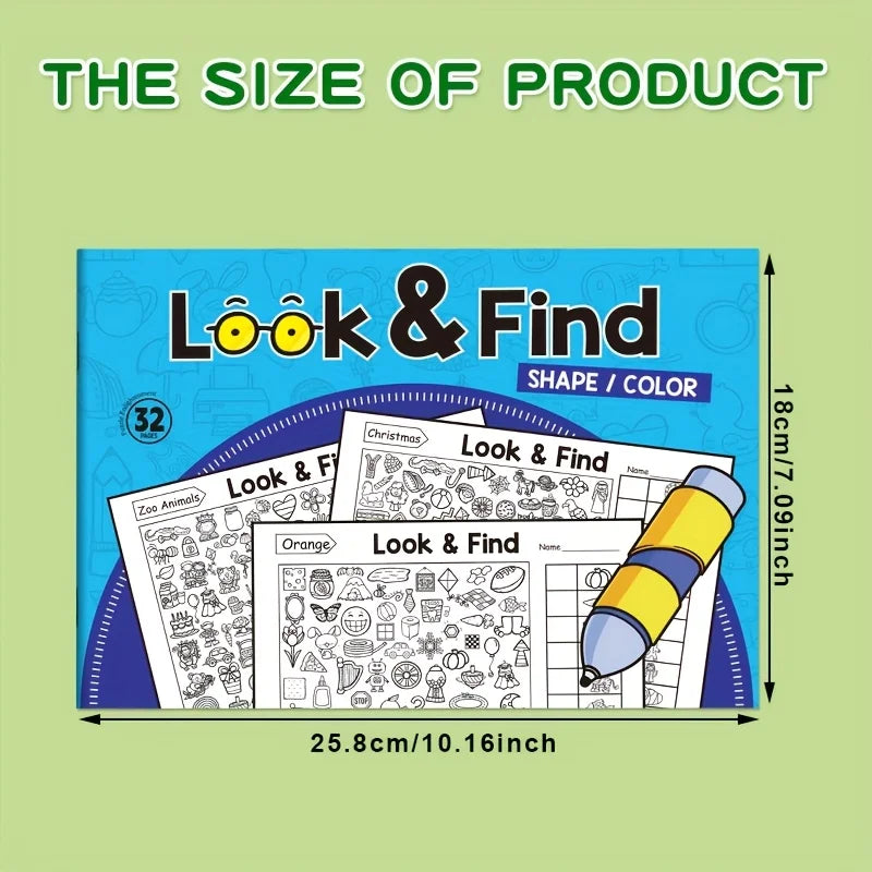 Interactive Memory & Color Recognition Activity Book with Look & Find Games, Sudoku Puzzles, Matching Tasks - Educational for &