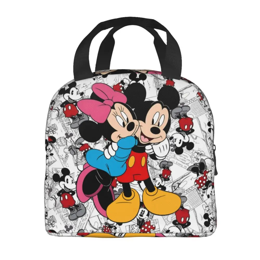 Custom Mickey Pink Minnie Mouse Lunch Bag Women Creative Design Cooler Warm Insulated Lunch Box for Kids School