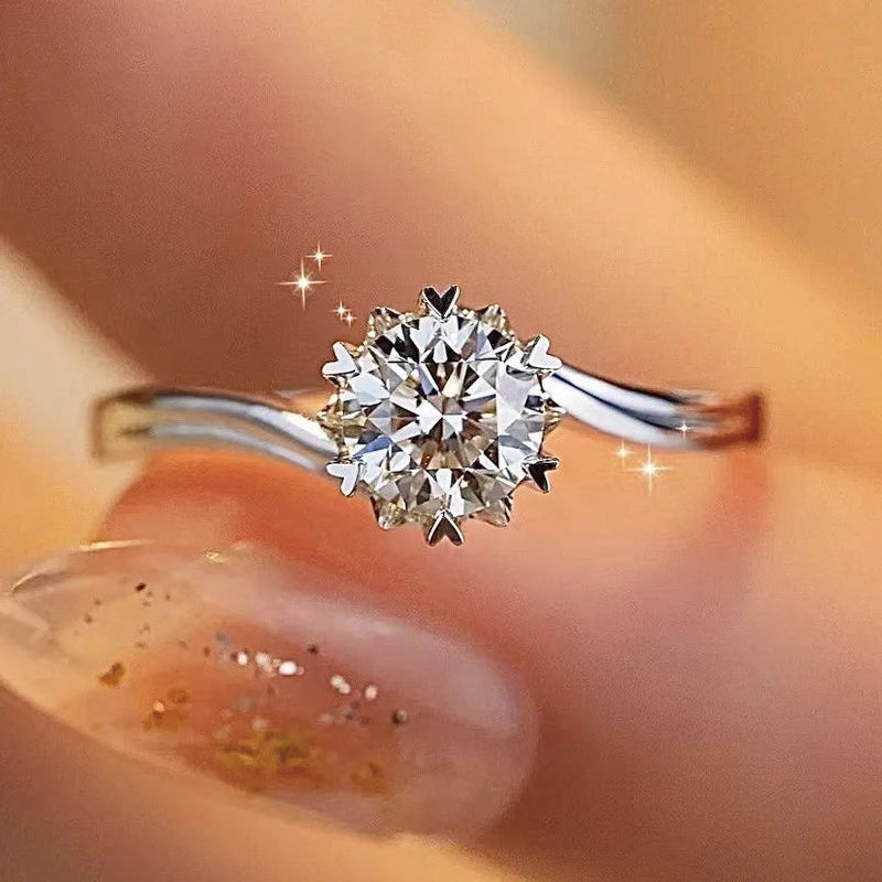 Moissanite And Zircon Ring D VVS1 Adjustable Size S925 Sliver Wedding Rings for Women Jewelry Party Fashion Top Quality Ring