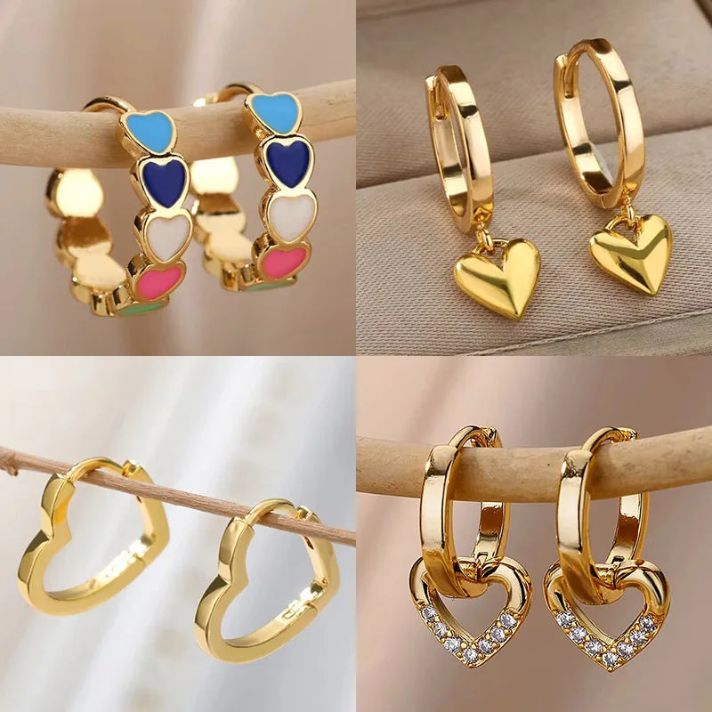 Simple Heart Drop Earrings For Women Stainless Steel Brand Fashion Ear Cuff Piercing Dangle Earring Jewelry Gifts Bijoux Femme