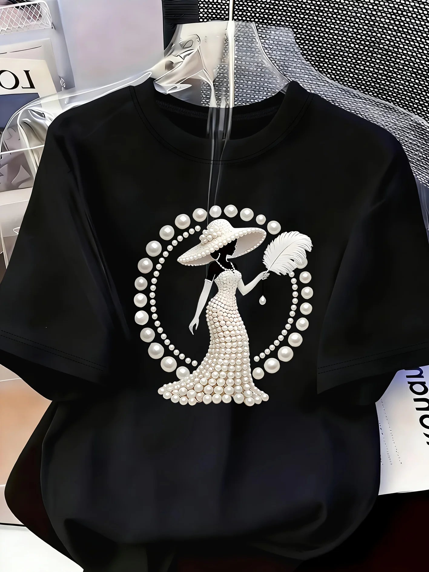 Elegant and Light Luxury Style Outfit Women's Printed T-shirt Light Luxury Gorgeous Daily Spring/summer Casual  Short Sleeve Top