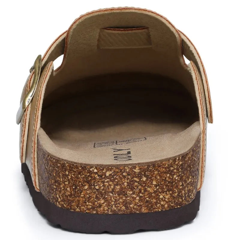 Kidmi Unisex Adjustable Buckle Slip-On Clogs with Arch Support Vegan Leather Cork Insole Potato Shoe for Women And Men