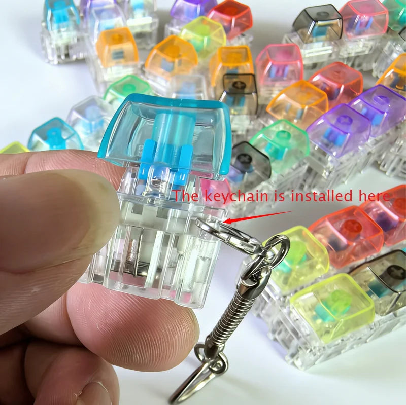 /LED free assembly keyboard keychain Fidget toy crystal clicker sensory toy stress relief keyboard keychain adult children's toy