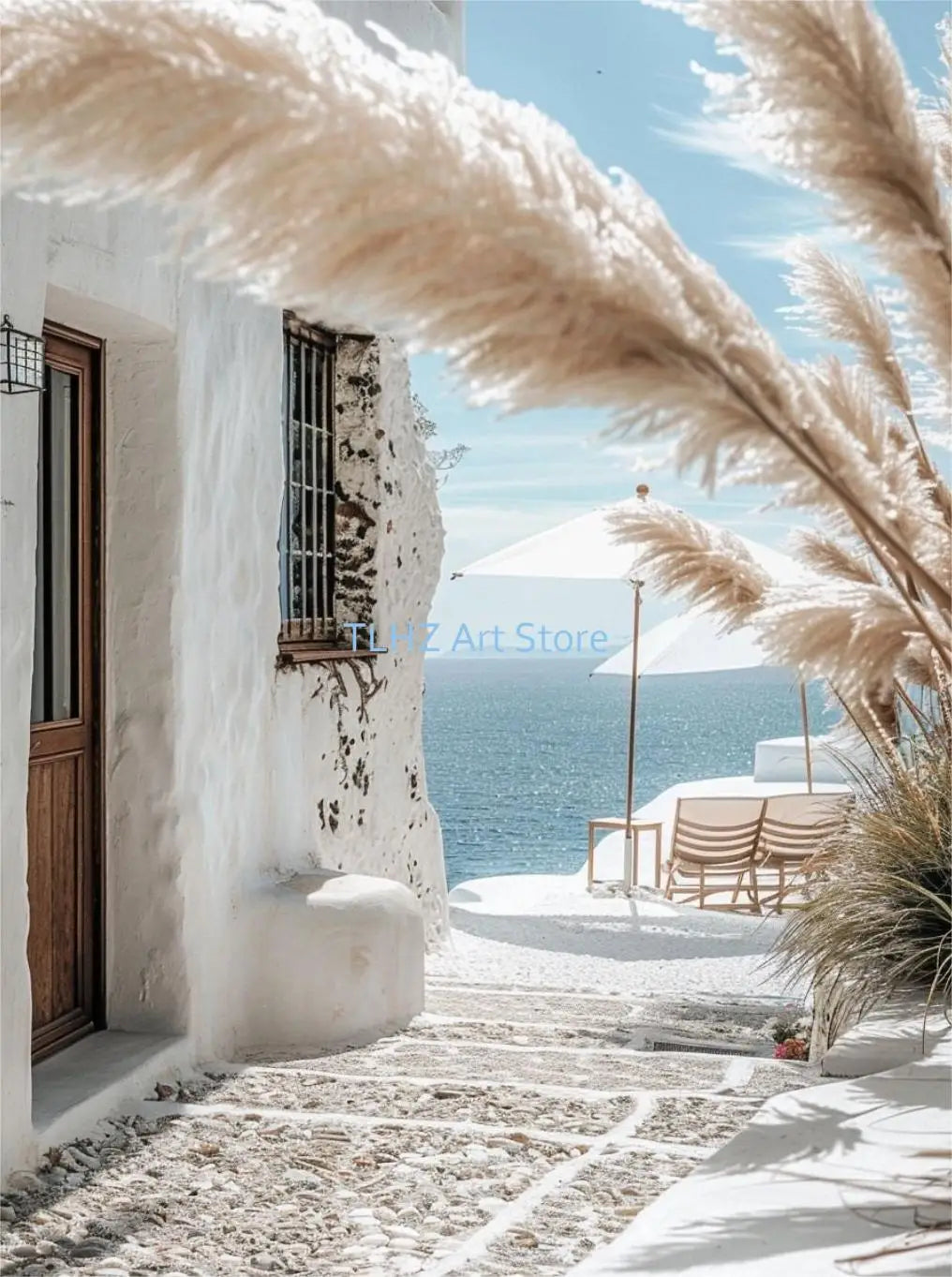 Modern Greece Summer Coast Santorini Travel Landscape Posters and Prints Canvas Printing Wall Art Picture for Living Room Decor