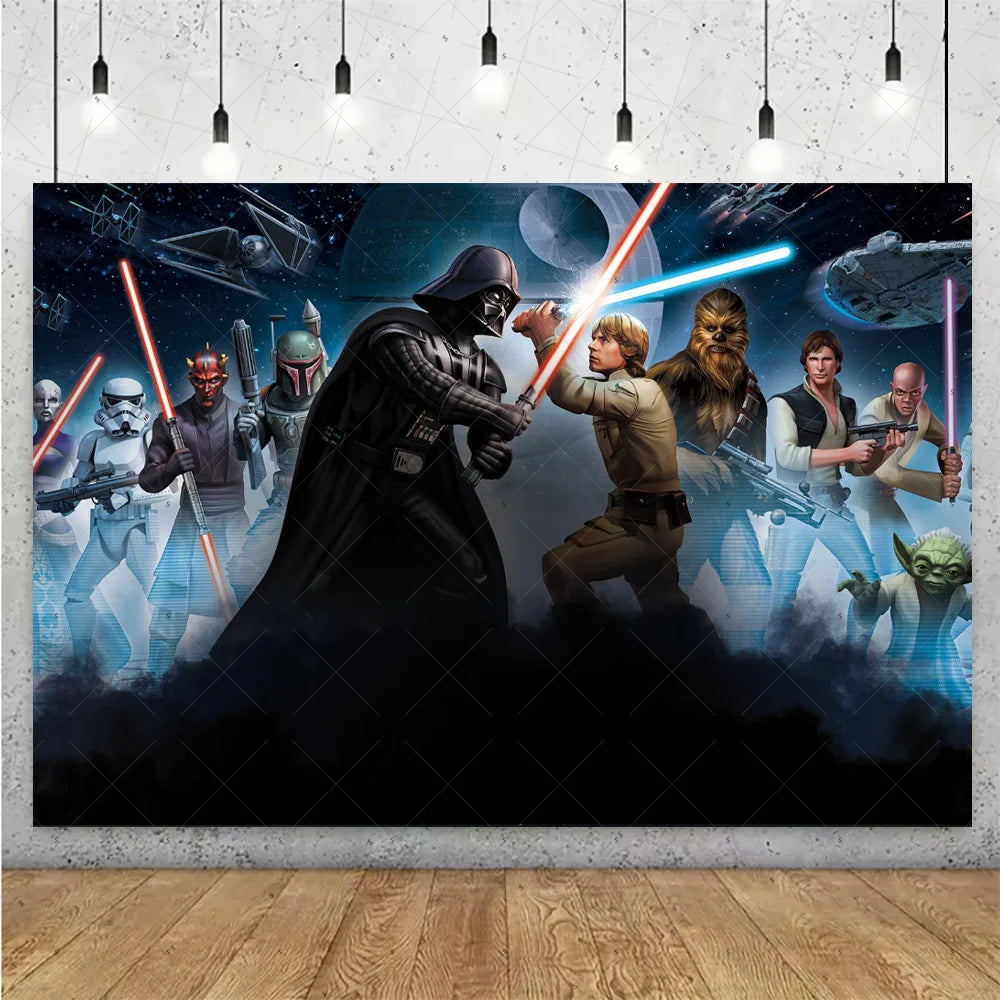 Film Star Wars Theme Birthday Party Decorations Cake Topper Number Balloons Background Yoda Master Robot Backdrop Supplies Gifts