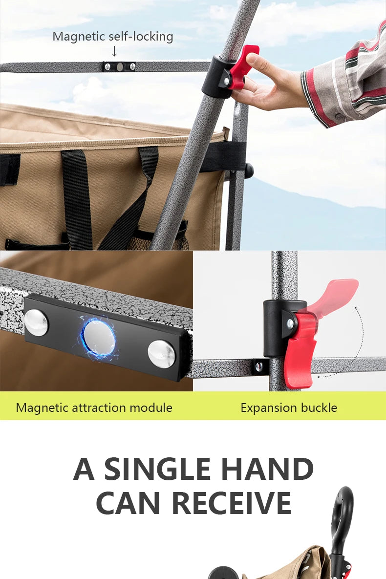 BISINNA Camping Wagon Cart Folding Utility Heavy Duty Large Capacity Trolley Outdoor Shopping Picnic Collapsible Hand Truck