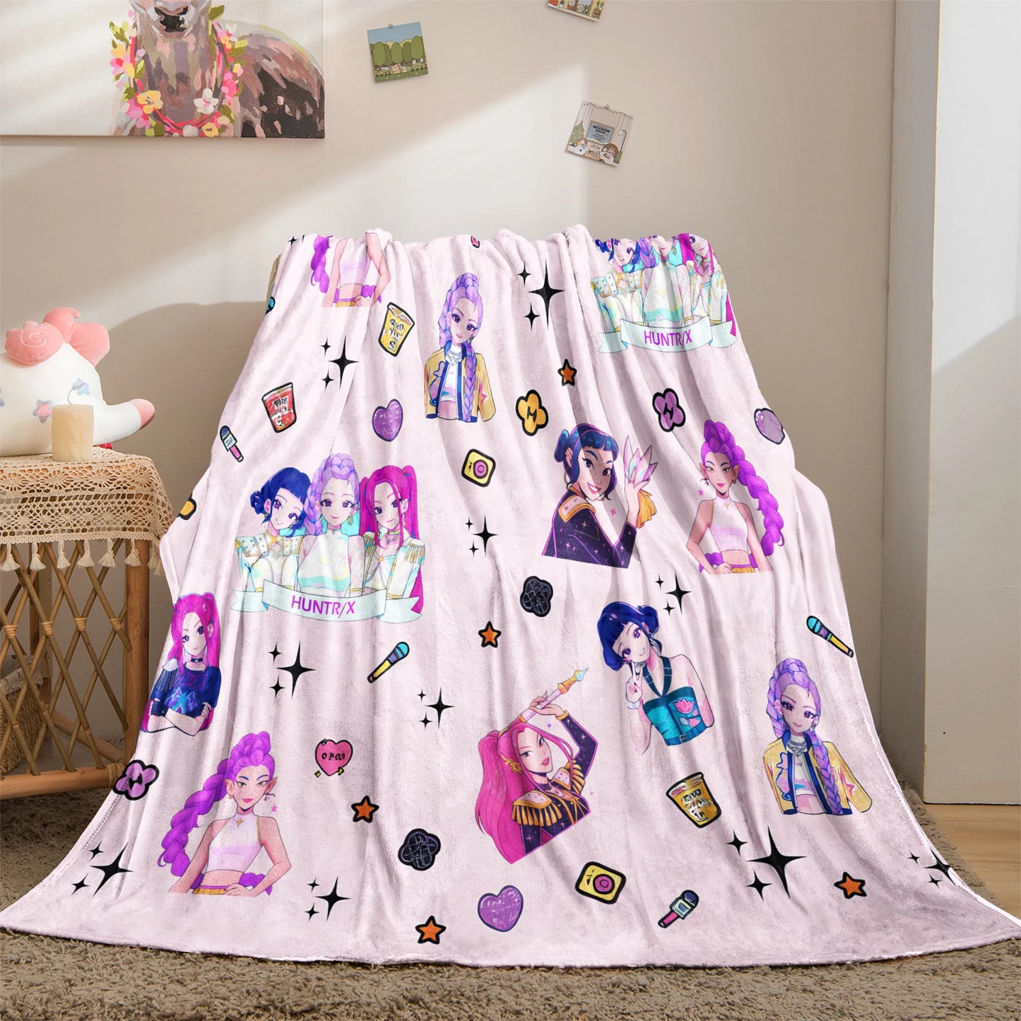 Cute Sticker K Pop Flannel Blanket: Cozy Up With Your Bias For Chill Days
