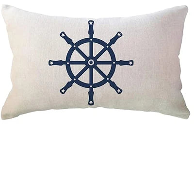 Sailing pillowcase Blue compass pattern ocean-themed cushion cover Decorative lumbar pillowcase 40X60cm