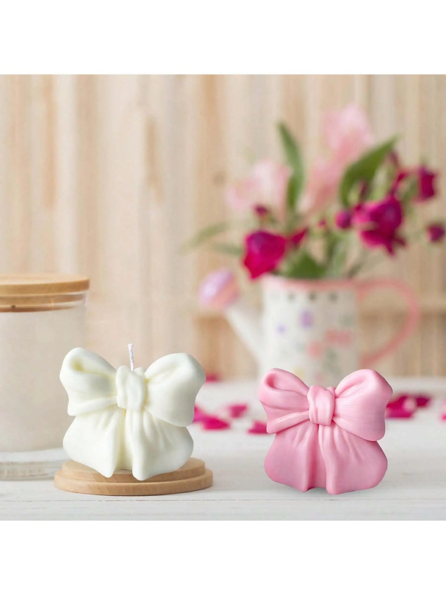 1pc Bow scented Candle, 3D Bow Design Long-Lasting Fragrance, Suitable For Home Decoration, Perfect Valentine's Day gifts