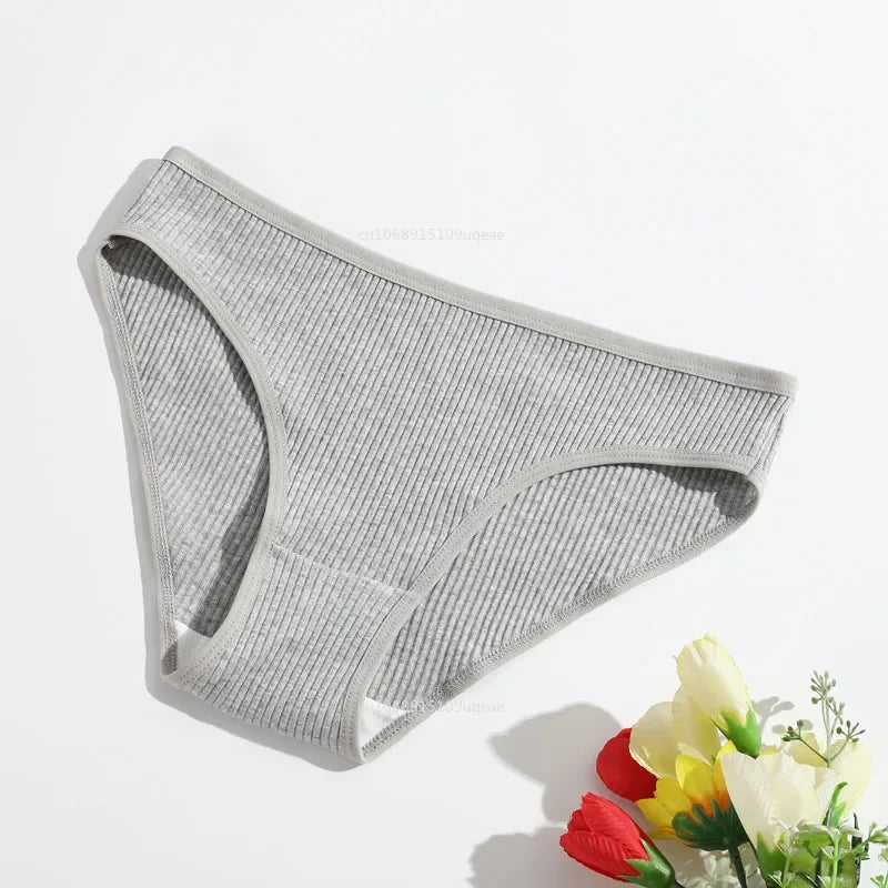 Cotton Seamless Panties Ribbed Cotton Briefs Ladies Low Waist Panty Sports Underwear Girls Breathable Underpants Lingerie