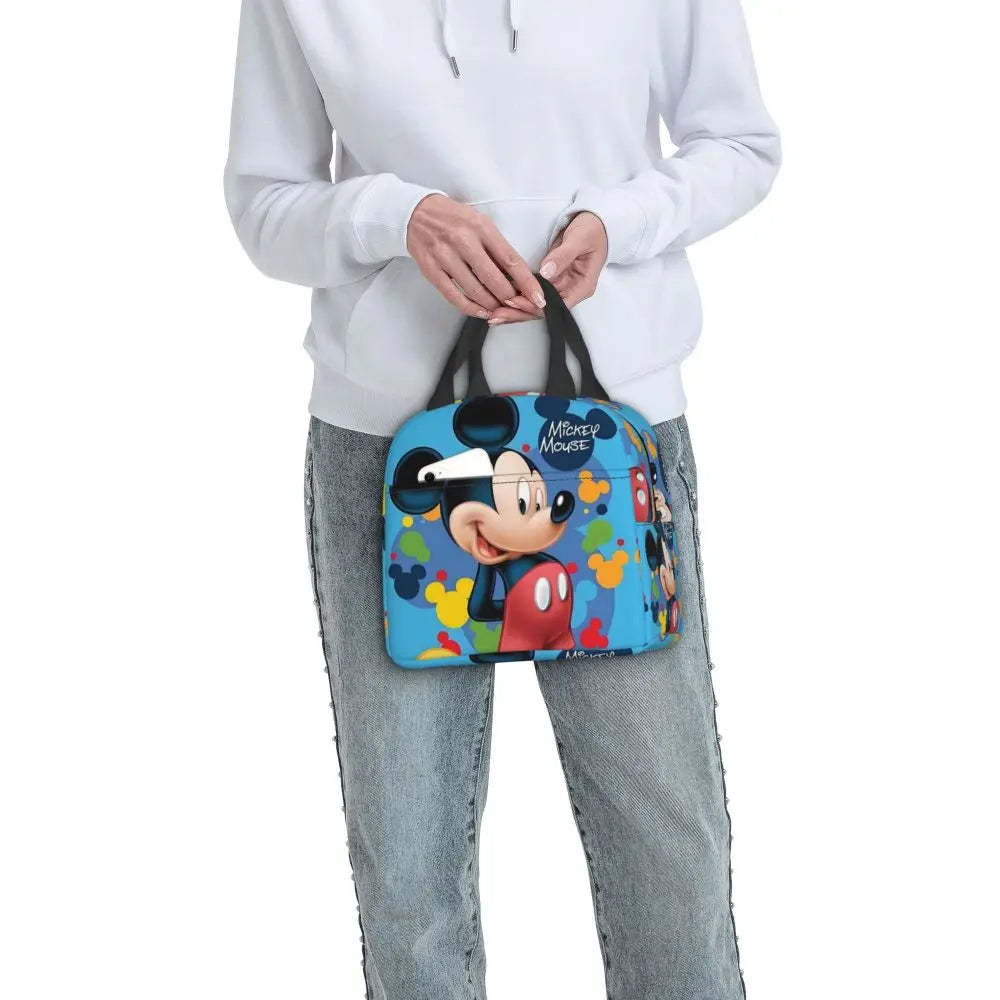 Custom Mickey Pink Minnie Mouse Lunch Bag Women Creative Design Cooler Warm Insulated Lunch Box for Kids School