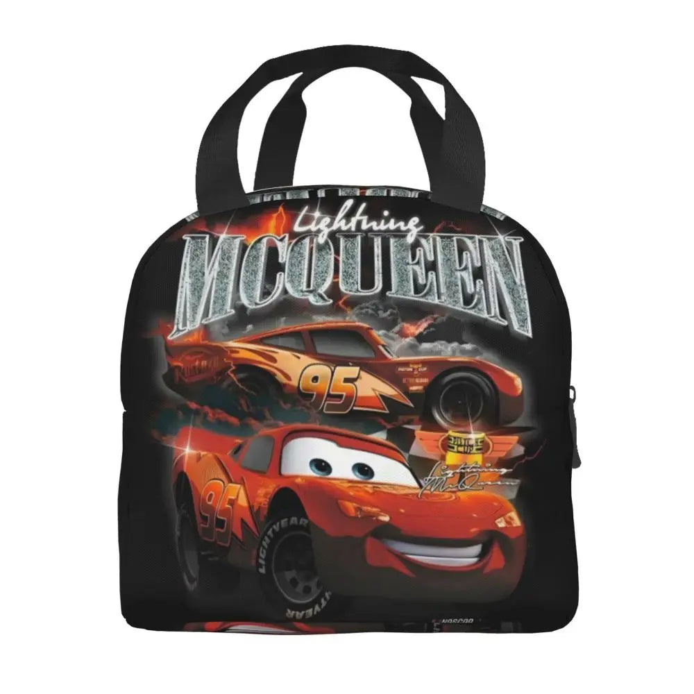 Custom Car 95 Lightning Mcqueen Insulated Lunch Bag for Women Resuable Racing Car Thermal Cooler Bento Box Office Picnic Travel