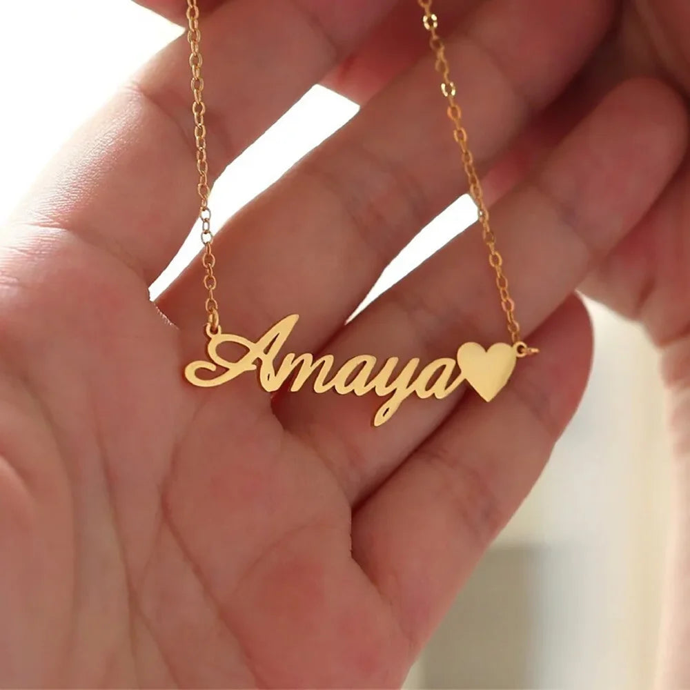 Personalized Love Heart Necklace for Women Custom Dainty Name Necklace Stainless Steel Jewelry Valentine's Day Anniversary Gift
