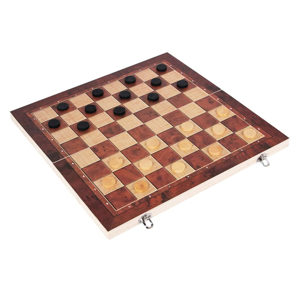 New Design 3 in 1 Wooden Chess Backgammon Checkers Travel Games Chess Set Board Draughts Entertainment Christmas Gift