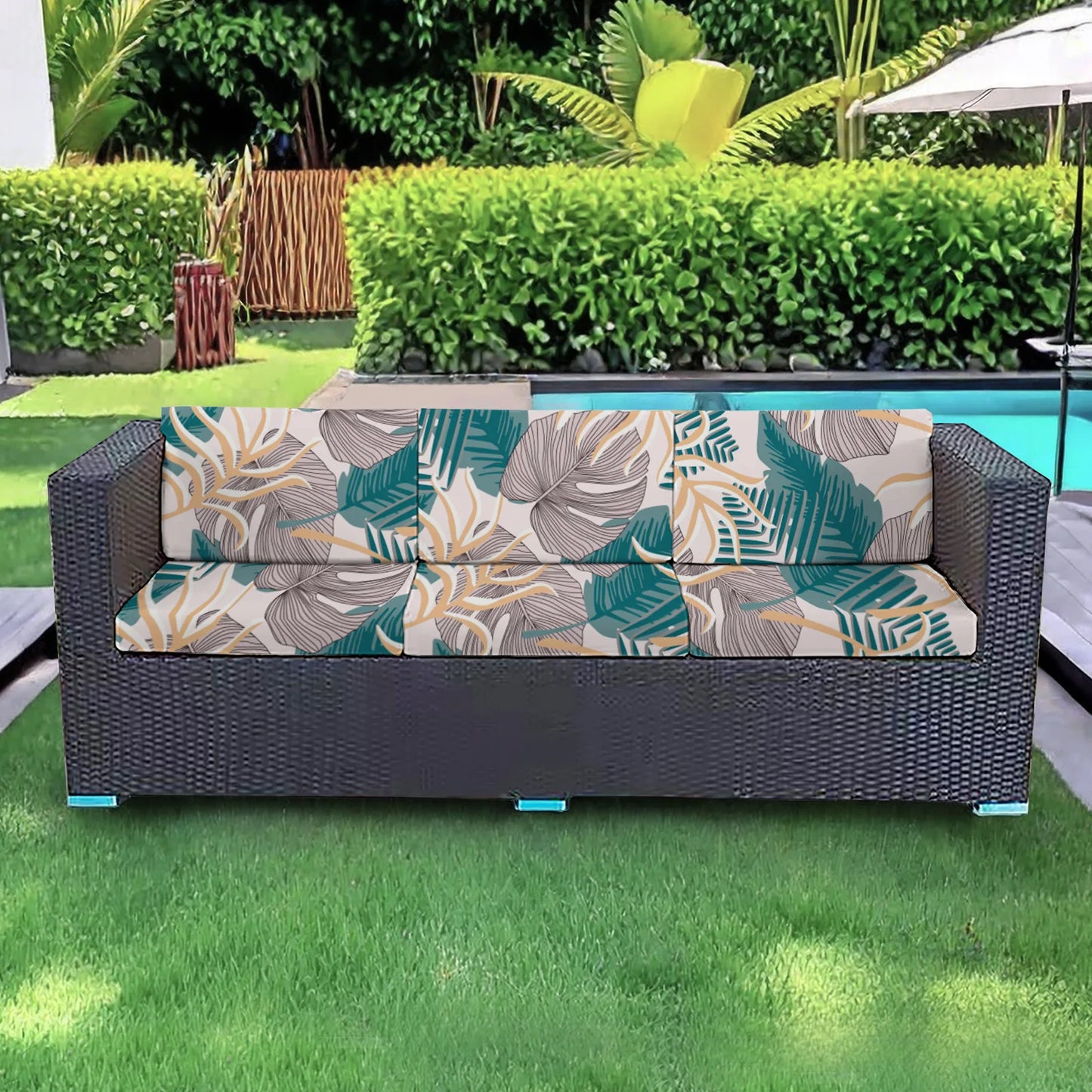 Printed Sofa Cushion Cover Outdoor Garden Villa Patio Sun Protection Weather Resistant Leisure Seat Cover Courtyard Furniture