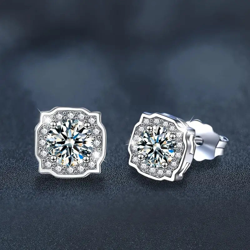 GRA Certificates 100% Real Moissanite 925 Sterling Silver D VVS1 Pass Diamond Tester Pen Moissanite Stud Earrings For Women
