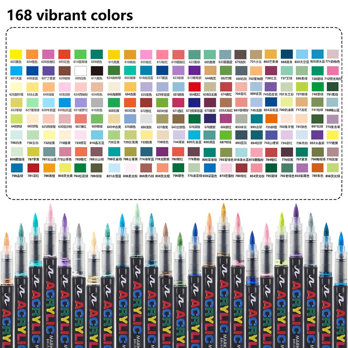 12-288 Colors Flexible Brush Acrylic Markers Set for Rock Wood Canvas Glass Stone DIY Crafts Painting Art Supplies