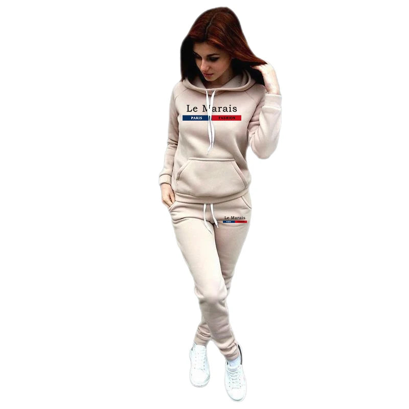 Le Marais Fashion Women Hoodie Outfits Autumn Winter Daily Casual Sports Jogging Suit Laides Home Outdoor Comfort Warm Tracksuit