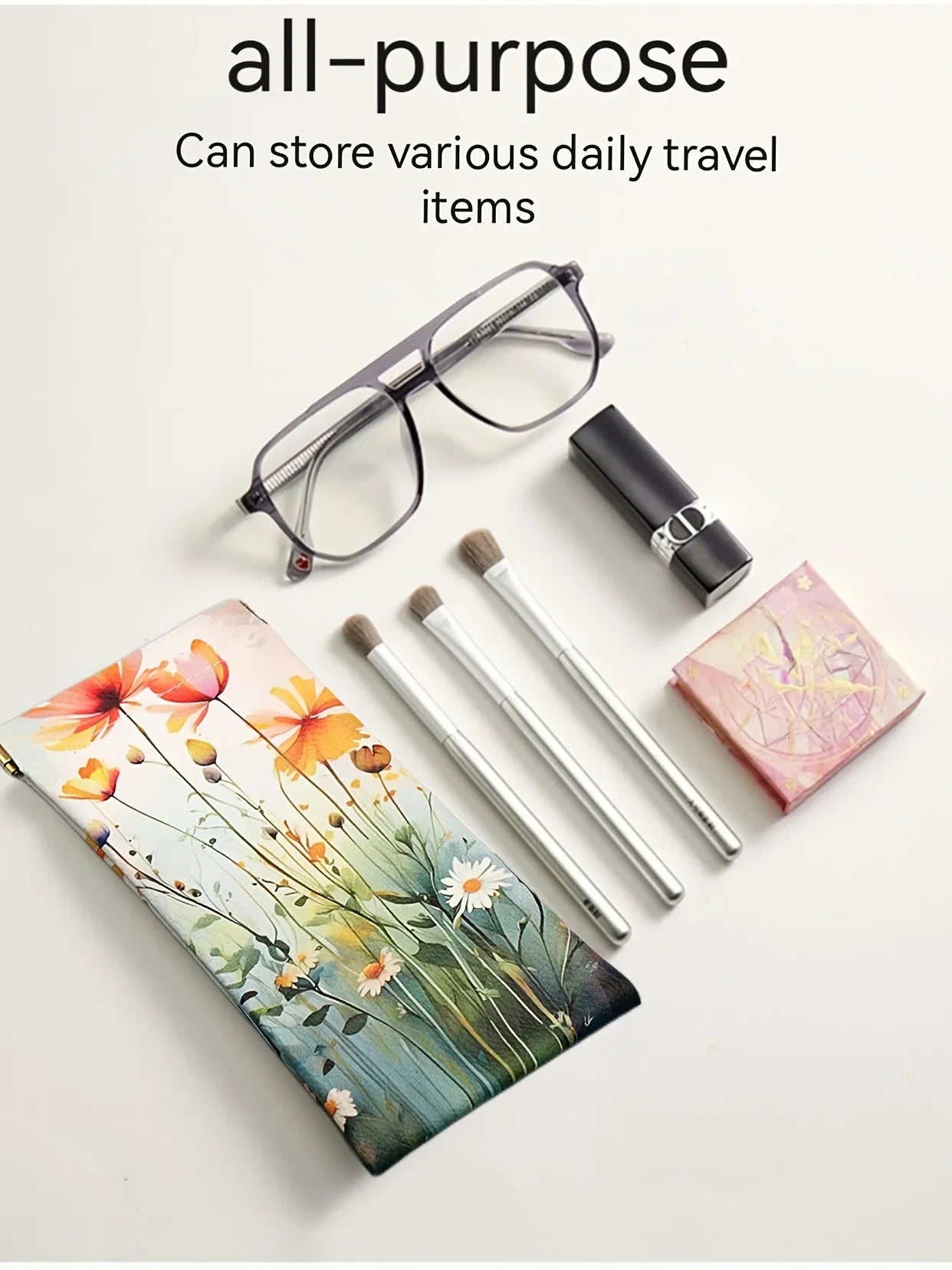 Elegant Glasses Organizer Box, Large Capacity Hard Shell Eyewear Case with Flower Print, Travel-Friendly Accessory