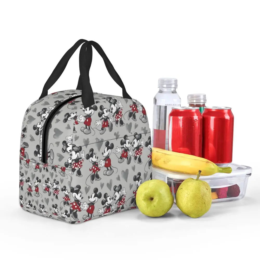 Custom Mickey Pink Minnie Mouse Lunch Bag Women Creative Design Cooler Warm Insulated Lunch Box for Kids School