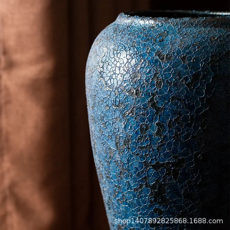 Handmade Ceramic Vase Flower Arrangement Water Raising Large Dried Flower Coarse Pottery Pot Home Decoration New