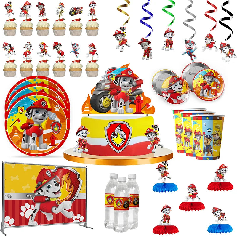 paw patrol cartoon Birthday Party Decoration  paw marshall theme Balloon Banner Cake Topper Party Supplies for Baby Show
