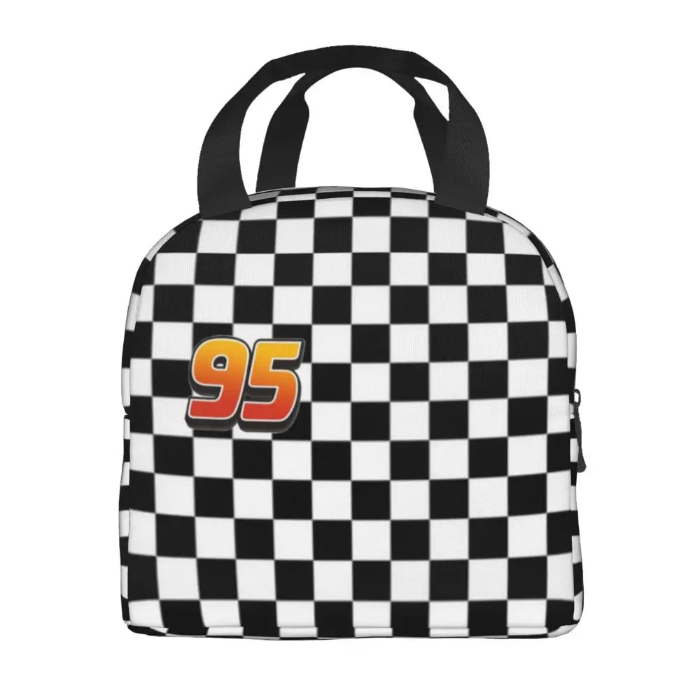 Custom Car 95 Lightning Mcqueen Insulated Lunch Bag for Women Resuable Racing Car Thermal Cooler Bento Box Office Picnic Travel