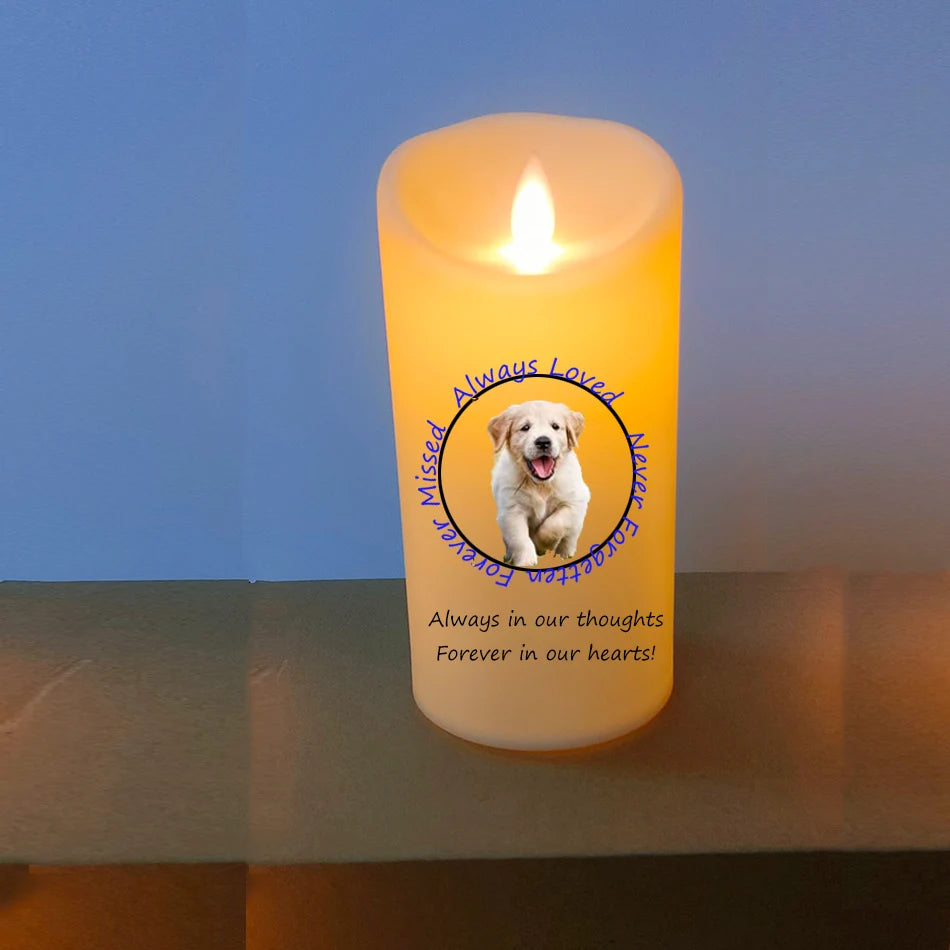 Creative DIY Candles Light With Personalized Photo and Text,Flameless And Battery Operated,Memoried Led Candle,D:7.5cm/H:15cm