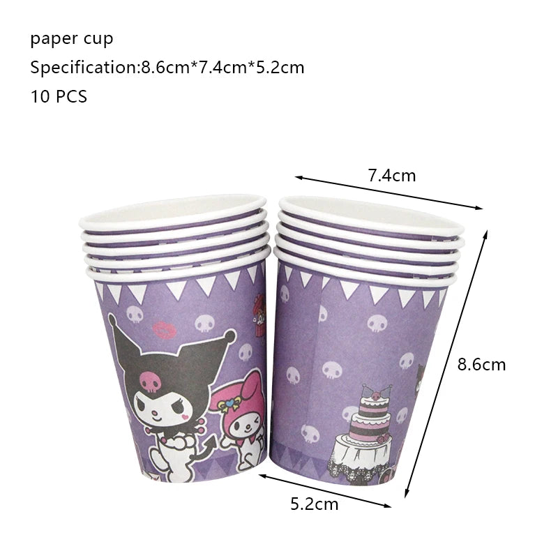 Kuromi Birthday Party Decoration Backdrop Disposable Tableware For Kids Event Supplies Latex Foil Balloons Banner
