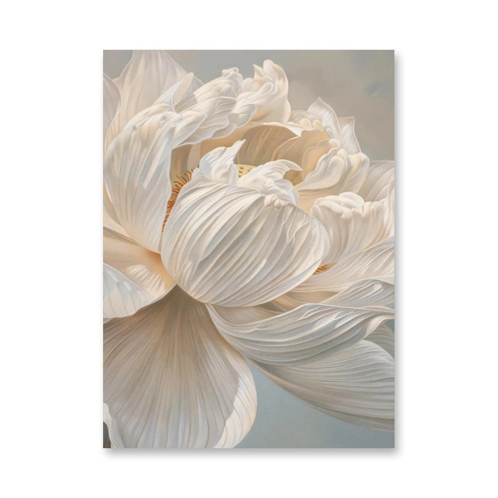 Abstract White Flower Oil Painting Printed on Canvas, Luxury Flower Posters and Prints Floral Wall Art Porch Living Room Decor
