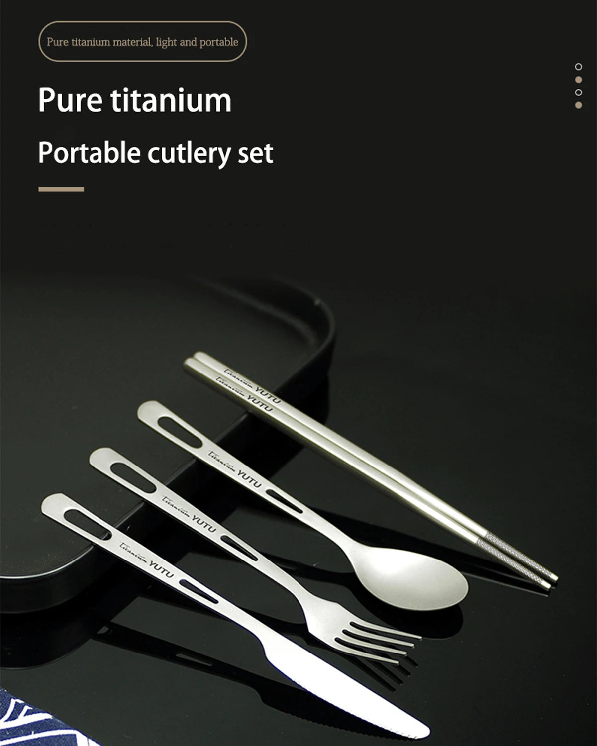 Pure Titanium Tableware Set Household Frosted Knife and Fork Spoon Chopsticks Travel Camping Portable Knife Fork Set