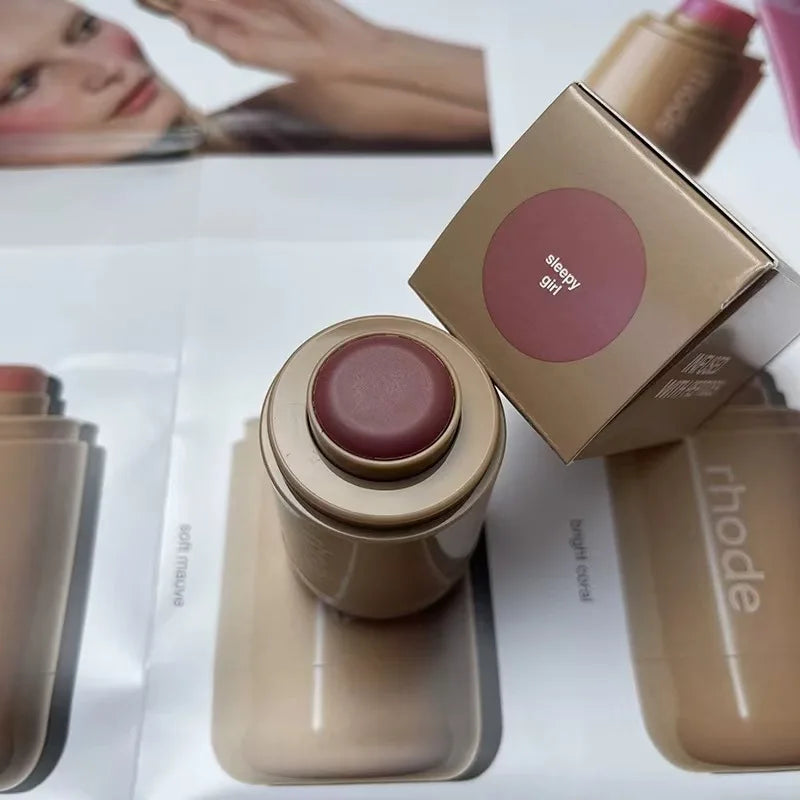 Makeup Cheek Blush Cream Blusher Stick Lip Gloss Phone Case For iPhone 16 17 Ribbon SALTY TAN Raspberry Espresso Lipstick INS