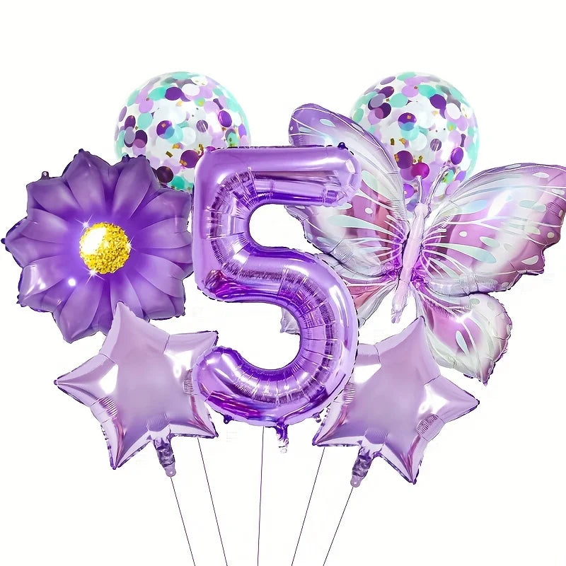 Purple Butterfly Party Decoration Disposable Paper Plates Napkins Cups Straw Tableware Set for Butterfly Birthday Party