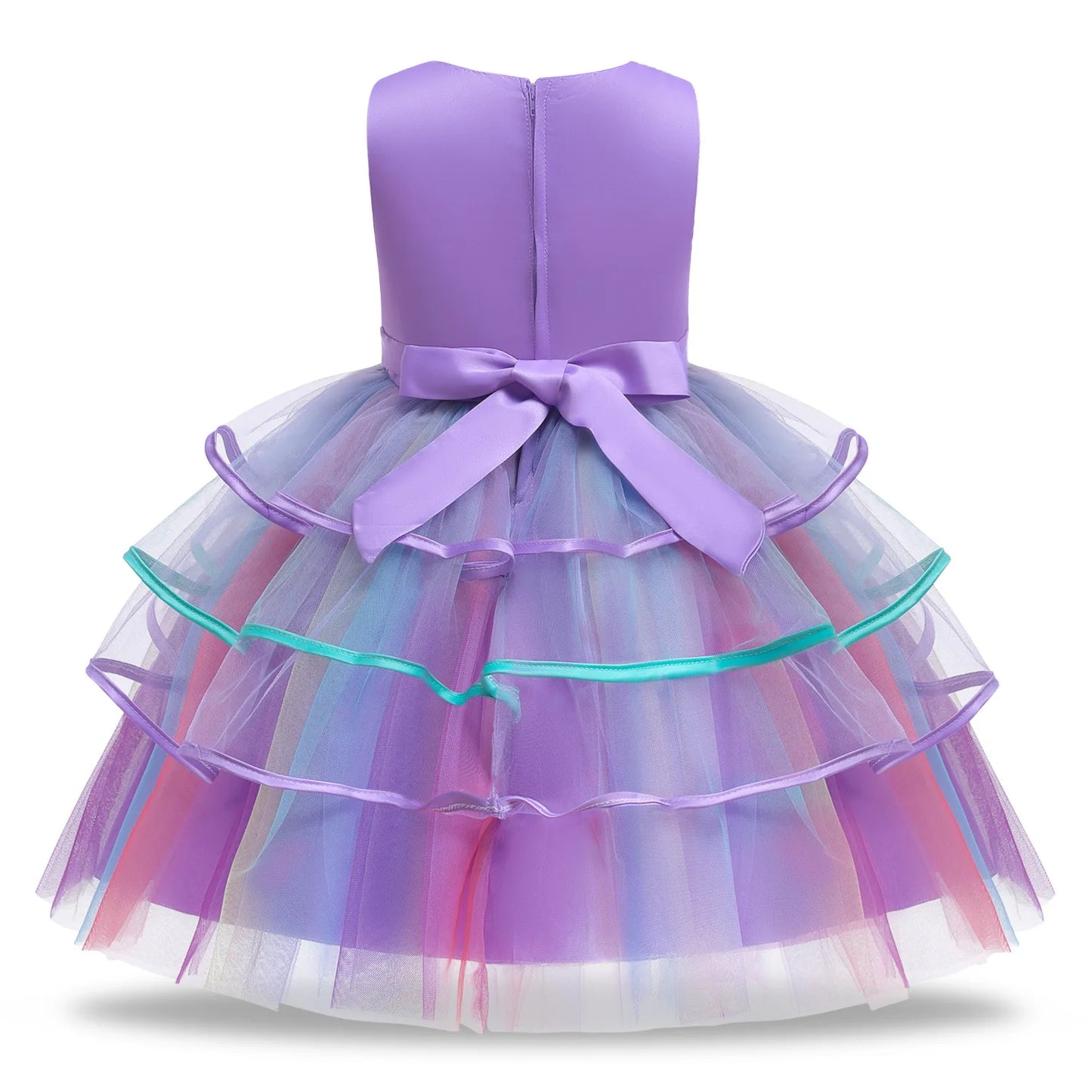 Summer Dress Girl Unicorn Cosplay Costume Children's Day Mesh Rainbow Tulle Princess Dress for Birthday Gift Kids Fashion Dress