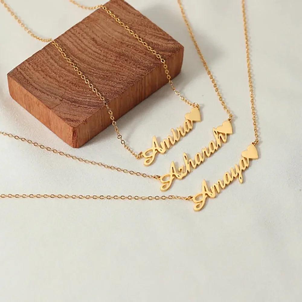 Personalized Love Heart Necklace for Women Custom Dainty Name Necklace Stainless Steel Jewelry Valentine's Day Anniversary Gift