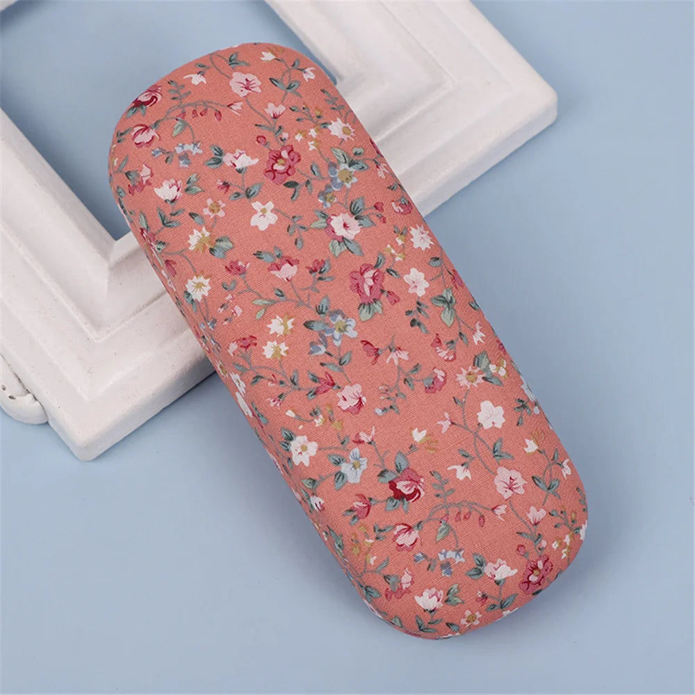 Retro Floral Glasses Case Flower Printed Cloth Reading Glasses Box Hard Eyewear Protector Women Optical Glasses Storage Case